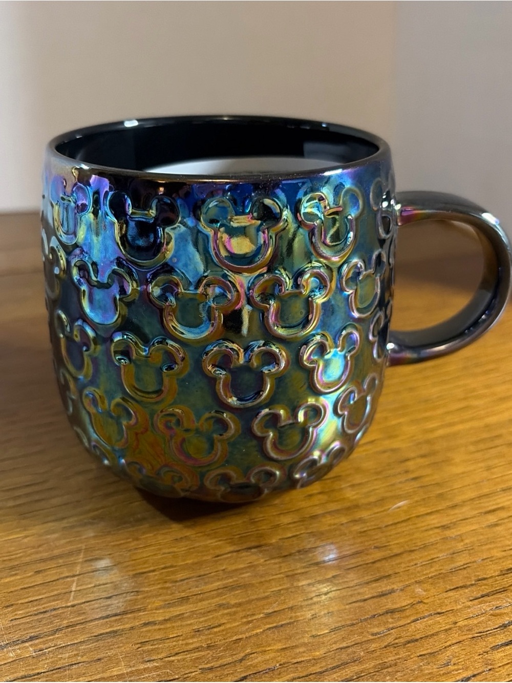 Disney Parks Iridescent Icon Raised Mickey Mouse 16oz Mug. Black NEW